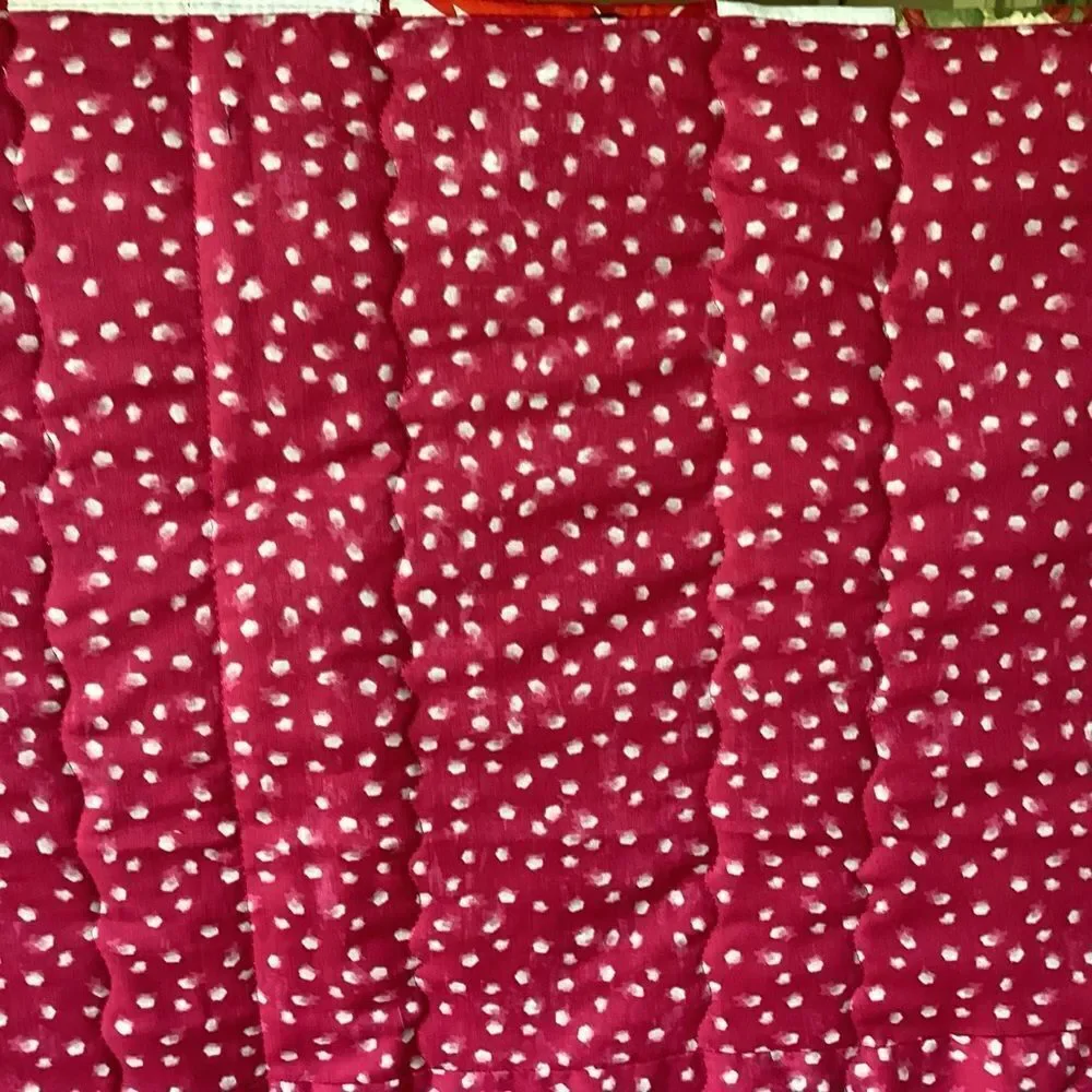 NWT. Hand Crafted “Strawberry Fields” Red and White Patchwork Quilt